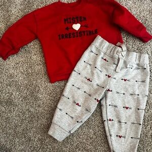 Red and Gray Kids Sweatshirt and Pants Set